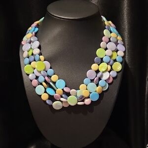 Estate Multicolor Glass Shell Textured Necklace